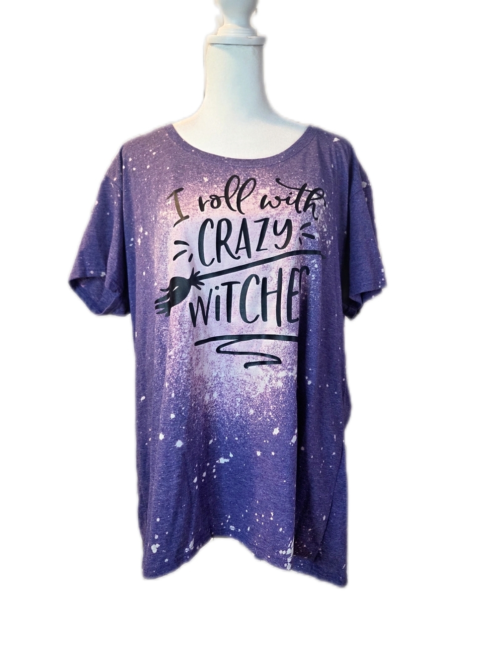Gildan Purple 'I Roll With Crazy Witches' Short Sleeve Tee 2XL